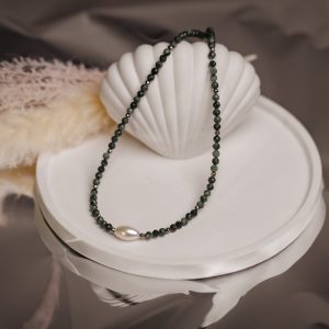 Naszyjnik malachit z perłą